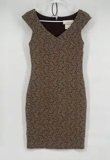 Vintage Joseph Ribkoff Couture Bronze Cocktail Dress Size 8 Glitter Bodycon