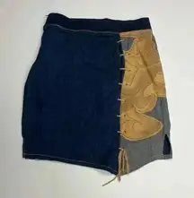 South Pole Vintage Looney Tunes Bugs Bunny Y2K Suede Accent Blue Denim Skirt