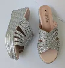 Patrizia By Spring Step Silver Wedge Sandals Womens Size 39