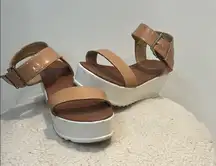 J.Adams light camel colored platform strappy sandal size 7.5.