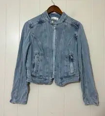 Jason Wu Zip-Up Denim Jacket 100% Cotton Light Wash Size M