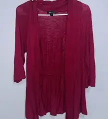 AB Studio Red Open Front Cardigan