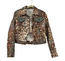 One Teaspoon Voodoo Johnny leopard print Jean Jacket Casual Style Size 8 AU/4 US