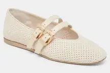 Dolce Vita Baylee Ballet Flats Bone Perforated Suede Cream Mary Jane 8