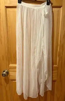 Elegant Off White Sheer Tie waist bathing suit cover up  size L