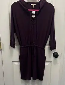 Anthropologie Bordeaux Hooded Mini Dress