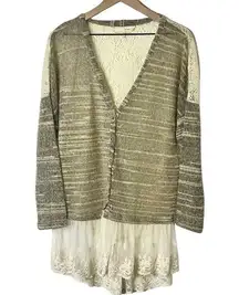 Anthropologie A’Reve Cottagecore Fairycore Ethereal Neutral Gauzy Lace Cardigan