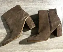 1. State Brown Suede Pointed Booties Size 6
