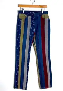 London Jean  Vintage Hippie Stars & Stripes Patched Corduroy Jeans size 4