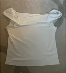 White One Shoulder Crop Top