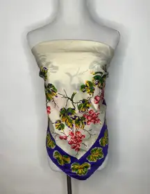 Large Square Silky Scarf Grape Leaf and Grape Design