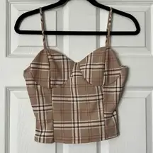 Timing Plaid Bustier Cropped Cami Top - Size M