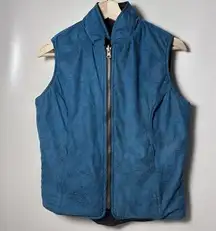 Outback Trading Company Vest Teal Brown Floral Quilted Microsuede Grand Prix S/M