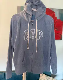 GAP Womens Hoodie Blue Color Full Zipper 2-Pocket Size 2XL XXL Sweatshirt Top