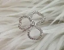 PARK LANE JEWELRY | Silver Tone Flower Clover Ring Cubic Zirconia | Size 7