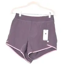 Apana Lavender Purple Athletic Yoga Running Shorts Zip Pockets Lined XL