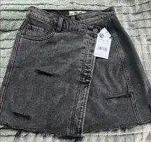 We The Free Gray Black Asymmetrical Skater Mini Skirt