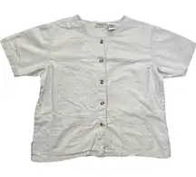 Stephanie Rogers Linen Cotton Blend Button Front Shirt Top Size L G Beige