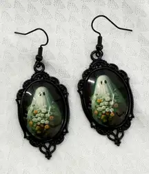Ghost Portrait Dangle Earrings, Spooky Halloween Jewelry, Novelty Earrings
