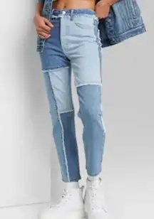 Color block patch jeans