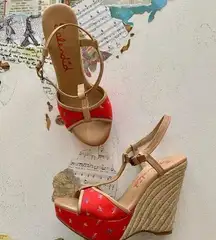Splendid | Luau Fiesta Red Floral Wedge Sandals Size 6