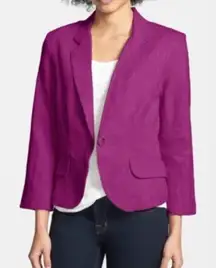 Olivia Moon Three Quarter Sleeve Linen Blazer Purple Size Medium NWT