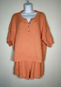 Sincerely Jules Knit Lounge Set Shorts Orange Size Large Cottagecore Lagenlook