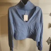 Zara Cut Out Sweater Cornflower Blue Size S