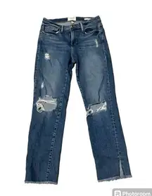 Frame Le Nouveau Straight Medium Wash Distressed Jeans 26 Mid Rise