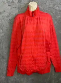 ASICS Womens Track Jacket Full Zip Athletic Orange Stripe Size XL