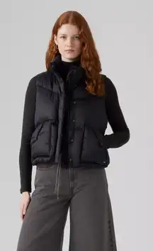 Levi’s Western Bubble Puffer Vest Black Size XS Western Quilting NEW