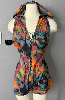 Dollskill Club EXX Tie Me Down Playsuit - Acid, M