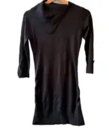 Vintage black split turtleneck mini sweater dress medium long sweater​ Y2K retro