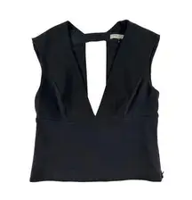 Halston Heritage- V Neck Top in Black