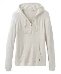 Prana Milani Popover Waffle Knit Hoodie Light Gray Outdoors Hiking Casual Small