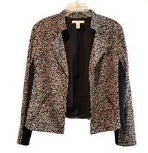 Chico's Copper and Black Animal Print Cropped Jacket Blazer Women’s Size 2 (12)
