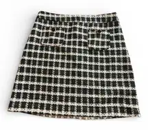 Maison D’Amelie Paris Plaid Pink Black Tweed Mini Skirt Pockets Metallic Thread