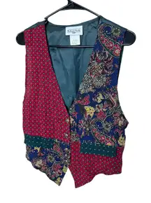 Brittany Nicole Vintage Colorful‎ Patchwork Paisley Vest Womens Small