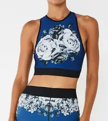 Ultracor‎ Women's The Altitude Silk Posey Blue Print Sleeveless Crop XS NEW