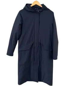 Tory Burch Sport Down Feather Parka Coat Navy Hooded Puffer Insulated Sz XS READ