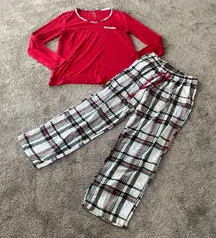 Croft & Barrow Christmas Red Plaid Long Sleeve Pajama Set SIZE S
