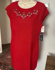 U.S. POLO ASSN.WOMEN
Red Knit Dress with Floral Embroidery size M