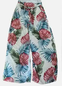 SEE YOU MONDAY Floral Tropical Wide Leg Rayon Jumpsuit Size XL. E99