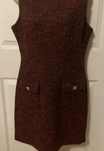 Liverpool Rich Brown Textured Mini Dress p2p 16 inches length 35 inches