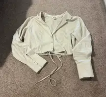 Cream Cropped Button-Up Shirt