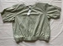 Terea by Andrea Pitter Sage Green Cropped Blouse with Ruffle‎ Details - NWT 2XL