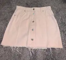 pink button up jean skirt