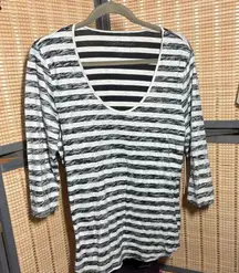 Calvin Klein Jeans Black & White Striped Long Sleeve Tee