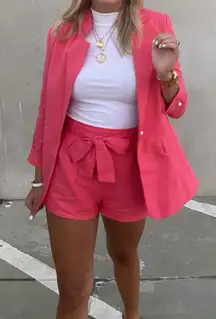 Hot Pink Blazer Short Set
