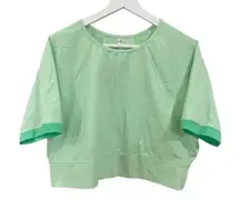 Fabletics Avah Color Block Cut Off Sleeve Crop Top Size 2 XL green short sleeve